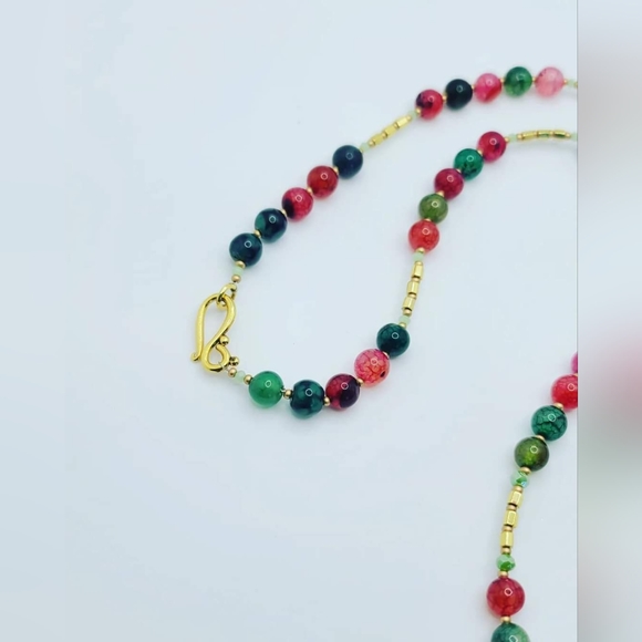 Rainbow Agate, Moon charm necklace 8 mm - Picture 5 of 5